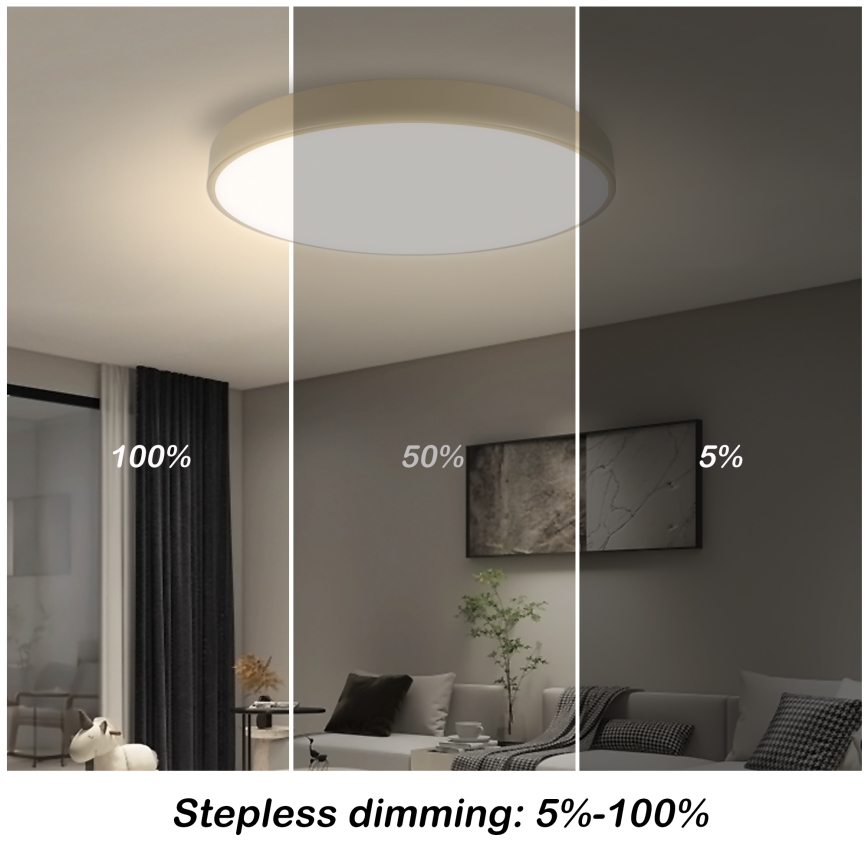 Brilagi - Dimbare LED Plafondlamp POOL SMART LED/60W/230V diameter 50 cm Wi-Fi Tuya beige + afstandsbediening