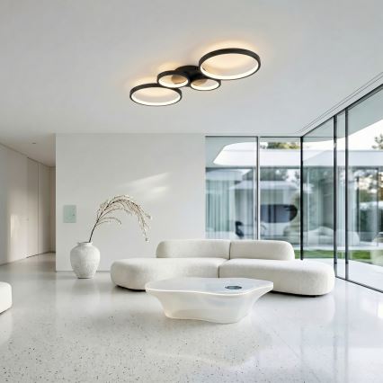 Brilagi - Dimbare LED-plafondlamp RINGO LED/34W/230V 3000-6000K 28x78 cm zwart + afstandsbediening
