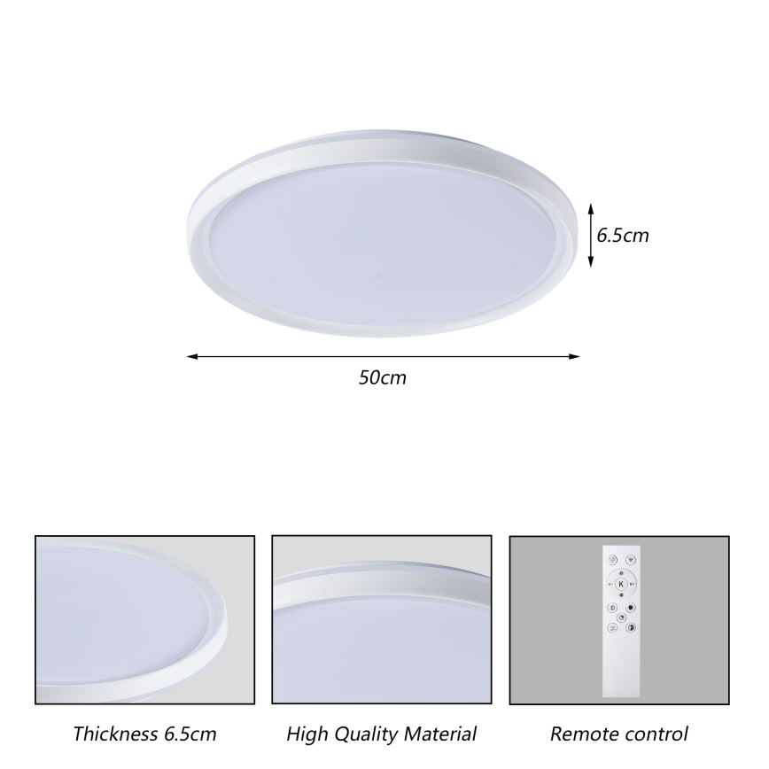 Brilagi - LED dimbare plafondlamp RIVO LED/72W/230V 3000-6000K wit Ø 50 cm + afstandsbediening
