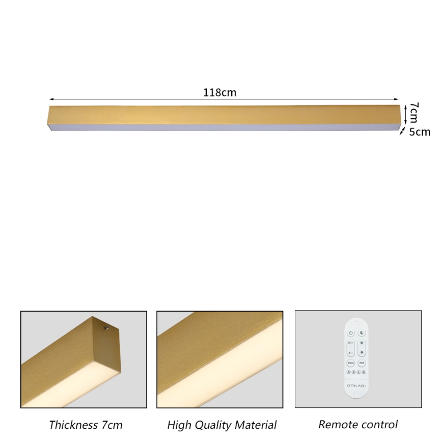 Brilagi - Dimbare LED-plafondlamp SLEEKLINE SMART LED/40W/230V 3000-6000K Wi-Fi Tuya goudkleurig + afstandsbediening