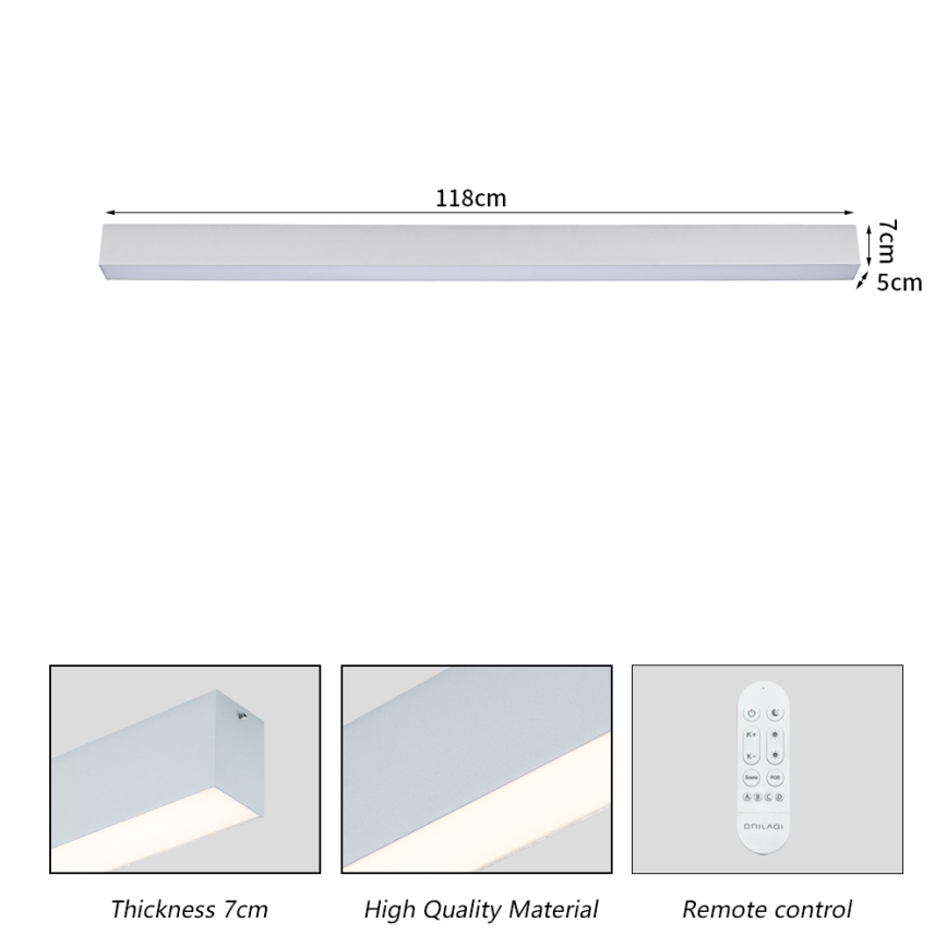 Brilagi - LED-dimbare plafondlamp SLEEKLINE SMART LED/40W/230V 3000-6000K Wi-Fi Tuya zilver + afstandsbediening