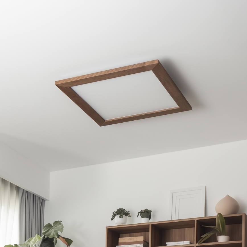 Brilagi - Dimbare LED-plafondlamp SLIMFRAME WOOD LED/36W/230V 49,5x49,5 cm 3000-6000K donkerbruin + afstandsbediening