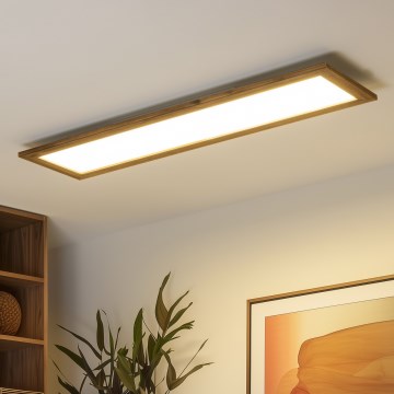Brilagi - Dimbare LED-plafondlamp SLIMFRAME WOOD LED/58W/230V 124x33,7 cm 3000-6000K bruin + afstandsbediening