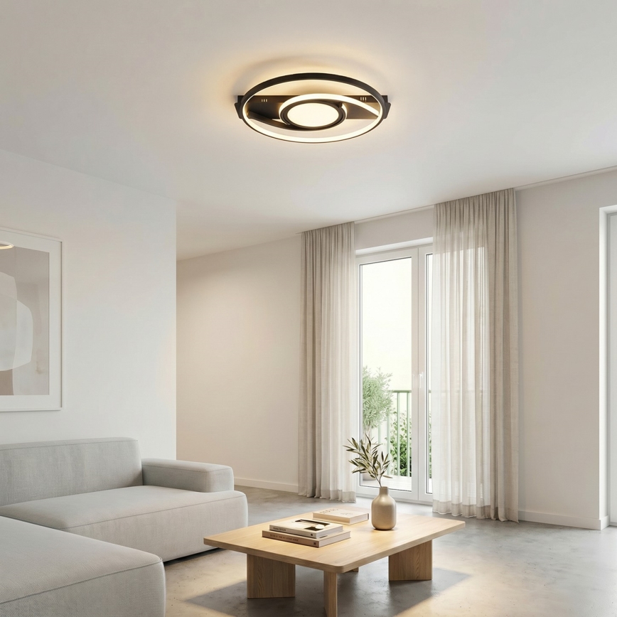 Brilagi - LED-dimbare plafondlamp TWIRL LED/38W/230V 3000-6000K zwart + afstandsbediening
