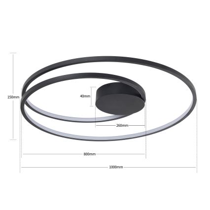 Brilagi - LED-dimbare plafondlamp TWISTER LED/105W/230V 3000-6000K Ø100 cm zwart + afstandsbediening