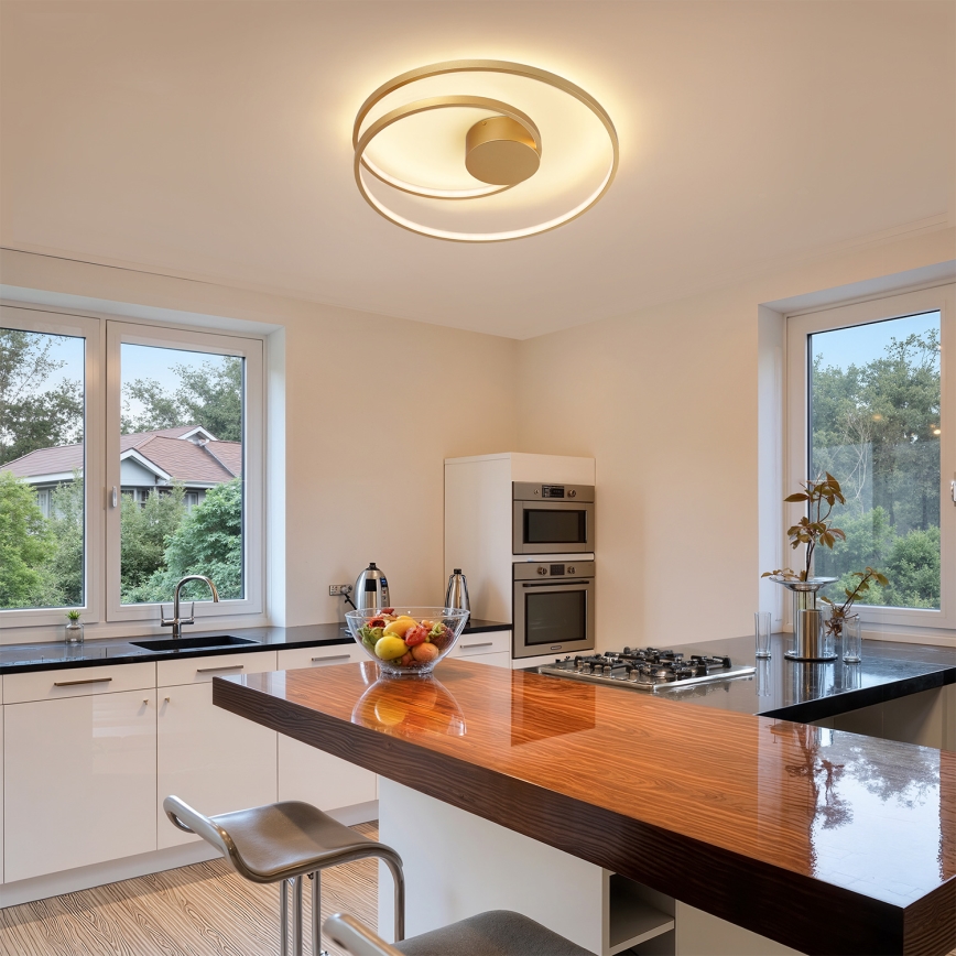 Brilagi - Dimbare LED-plafondlamp TWISTER LED/48W/230V 3000-6000K Ø 50 cm goudkleurig + afstandsbediening