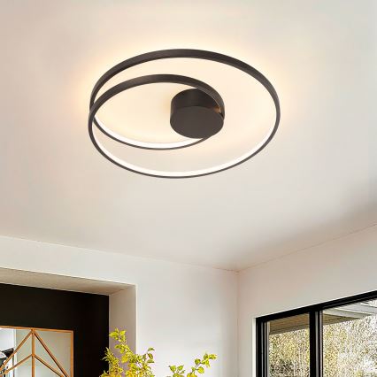 Brilagi - LED-dimbare plafondlamp TWISTER LED/48W/230V 3000-6000K Ø 50 cm zwart + afstandsbediening