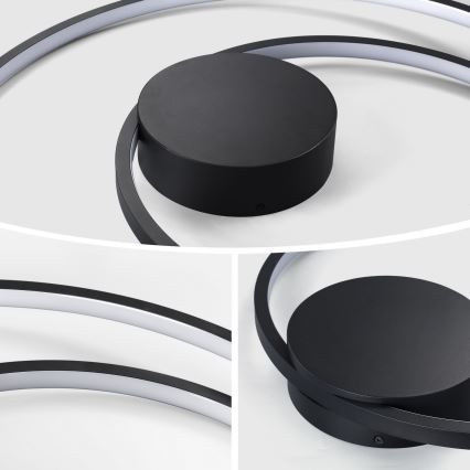 Brilagi - LED-dimbare plafondlamp TWISTER LED/48W/230V 3000-6000K Ø 50 cm zwart + afstandsbediening