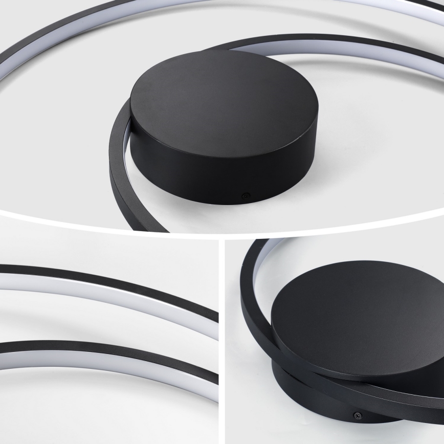 Brilagi - LED-dimbare plafondlamp TWISTER LED/48W/230V 3000-6000K Ø 50 cm zwart + afstandsbediening