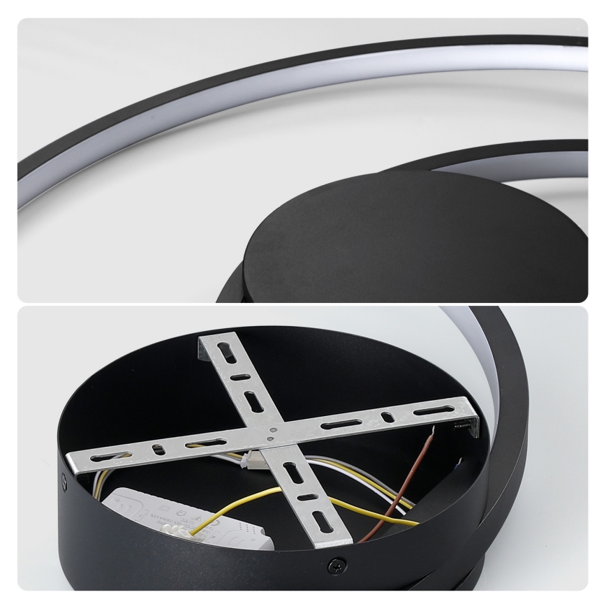 Brilagi - LED-dimbare plafondlamp TWISTER LED/48W/230V 3000-6000K Ø 50 cm zwart + afstandsbediening