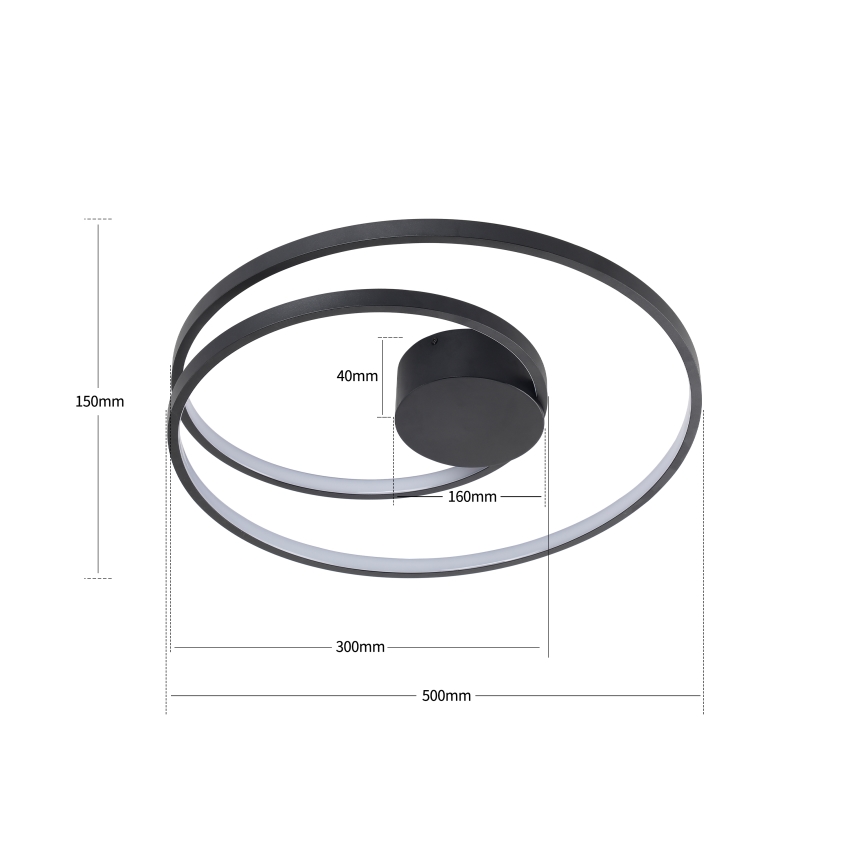 Brilagi - LED-dimbare plafondlamp TWISTER LED/48W/230V 3000-6000K Ø 50 cm zwart + afstandsbediening