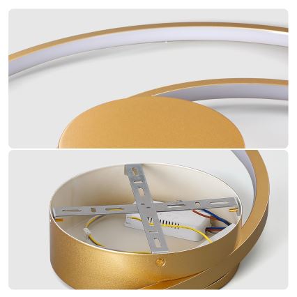 Brilagi - dimbare LED-plafondlamp TWISTER LED/75W/230V 3000-6000K Ø 70 cm goudkleurig + afstandsbediening