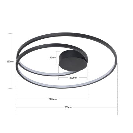 Brilagi - Dimbare LED-plafondlamp TWISTER LED/75W/230V 3000-6000K Ø 70 cm zwart + afstandsbediening