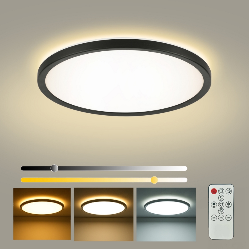 Brilagi - Dimbare LED-plafondlamp ULTRA SLIM LED/24W/230V 2700-6500K Ø 42 cm zwart + afstandsbediening