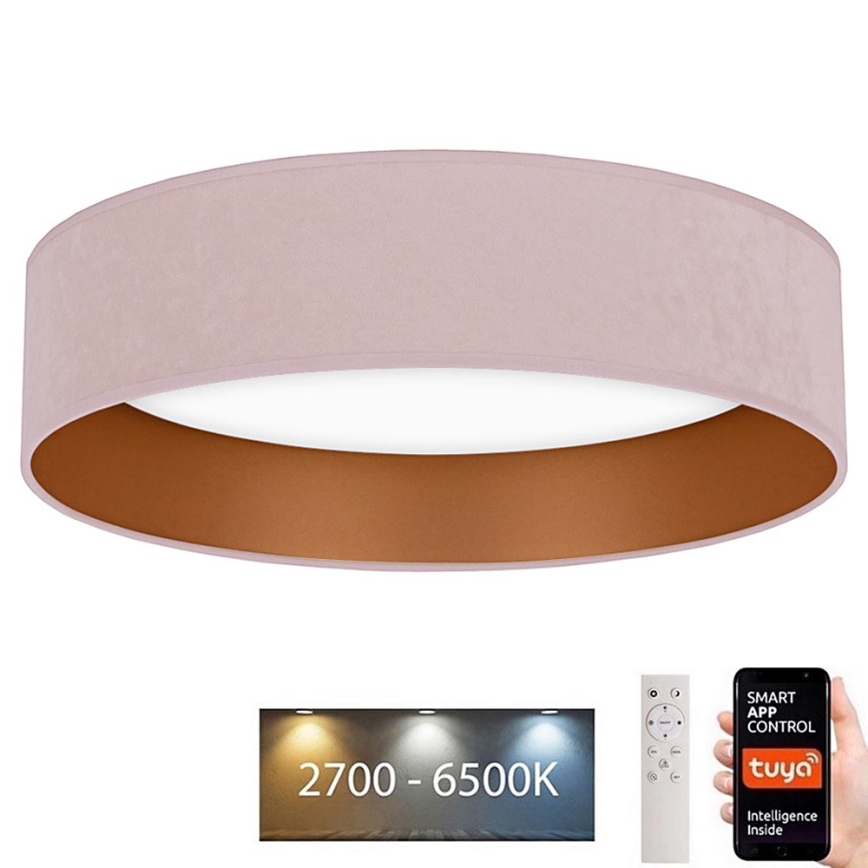 Brilagi - Dimbare LED Plafondlamp VELVET SMART LED/24W/230V d. 45 cm 2700-6500K Wi-Fi Tuya roze/goud + afstandsbediening