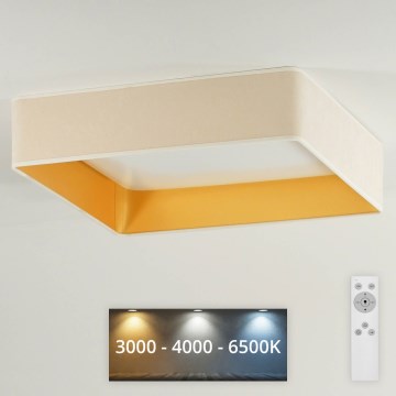 Brilagi - Dimbare LED plafondlamp VELVET SQUARE LED/24W/230V 3000/4000/6500K + afstandsbediening crème