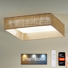 Brilagi - Dimbare LED plafondlamp VELVET SQUARE SMART LED/36W/230V 2700-6500K Wi-Fi Tuya + afstandsbediening bruin