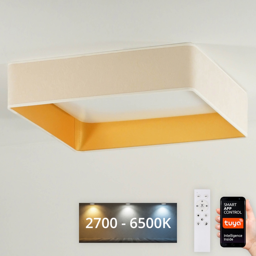 Brilagi - Dimbare LED plafondlamp VELVET SQUARE SMART LED/36W/230V 2700-6500K Wi-Fi Tuya + afstandsbediening crème