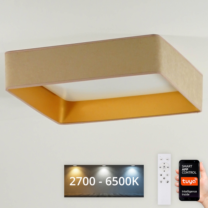 Brilagi - Dimbare LED-plafondlamp VELVET SQUARE SMART LED/36W/230V 60x60 cm 2700-6500K Wi-Fi Tuya + afstandsbediening beige
