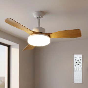 Brilagi - Dimbare LED-plafondventilator 34W/230V 3000–6500K Ø106 cm wit/bruin + afstandsbediening