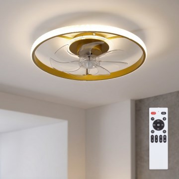 Brilagi - Dimbare LED-plafondventilator 66W/230V 3000-6500K Ø 55 cm wit/goud + afstandsbediening