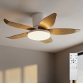 Brilagi - Dimbare LED-plafondventilator LED/32W/230V 3000-6500K pr. 95 cm wit/bruin + afstandsbediening