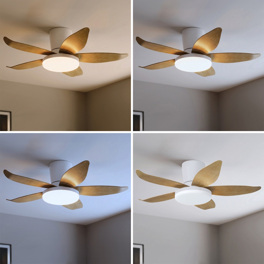 Brilagi - Dimbare LED-plafondventilator LED/32W/230V 3000-6500K pr. 95 cm wit/bruin + afstandsbediening