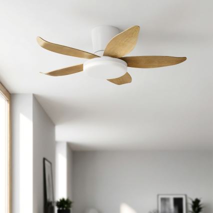 Brilagi - Dimbare LED-plafondventilator LED/32W/230V 3000-6500K pr. 95 cm wit/bruin + afstandsbediening