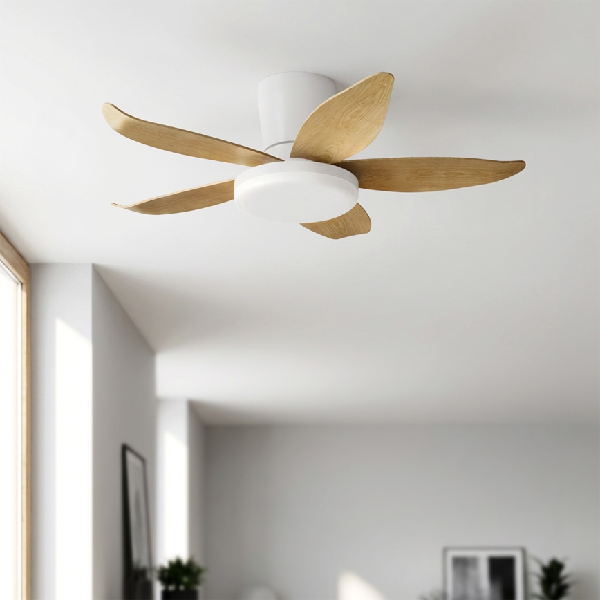 Brilagi - Dimbare LED-plafondventilator LED/32W/230V 3000-6500K pr. 95 cm wit/bruin + afstandsbediening