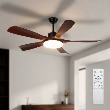 Brilagi - Dimbare LED-plafondventilator LED/34W/230V 3000-6500K Ø 132 cm zwart/bruin + afstandsbediening