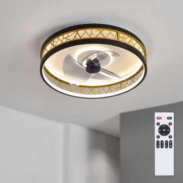 Brilagi - Dimbare LED-plafondventilator LED/34W/230V 50 cm zwart/goud + afstandsbediening