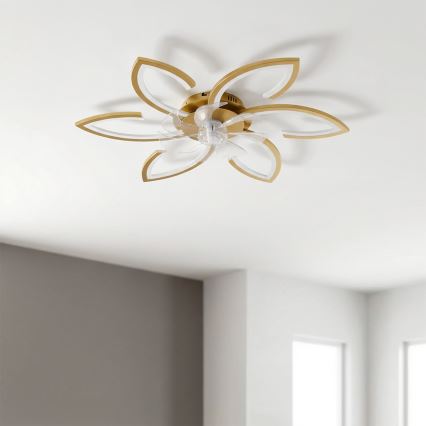 Brilagi - LED-dimbare plafondventilator LED/34W/230V 3000-6500K Ø 78 cm goudkleurig + afstandsbediening