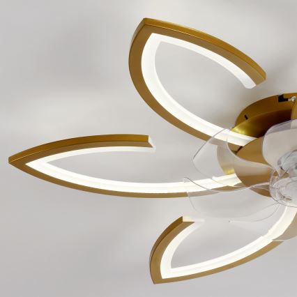 Brilagi - LED-dimbare plafondventilator LED/34W/230V 3000-6500K Ø 78 cm goudkleurig + afstandsbediening