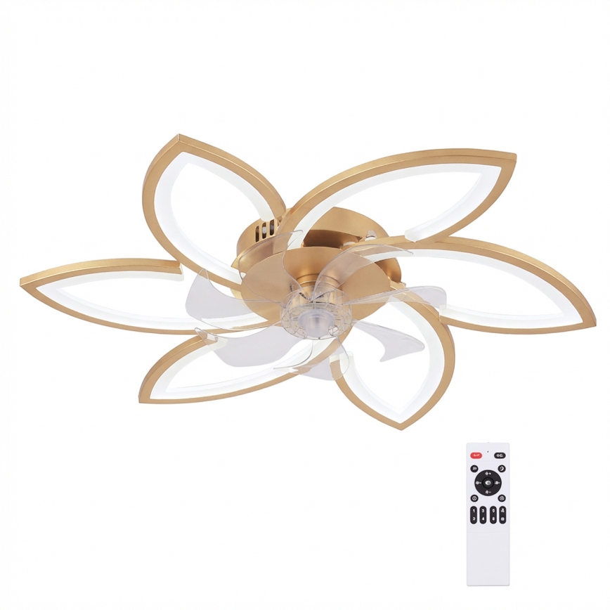 Brilagi - LED-dimbare plafondventilator LED/34W/230V 3000-6500K Ø 78 cm goudkleurig + afstandsbediening