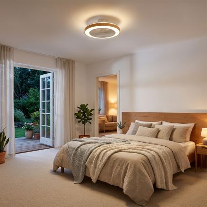 Brilagi - Dimbare LED-plafondventilator LED/38W/230V 3000-6500K Ø 50 cm wit/bruin + afstandsbediening