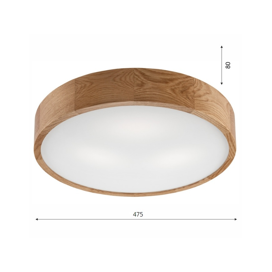 Brilagi - dimbare LED RGBW plafondlamp CARVALHO 3xE27/9W/230V 2700–6500K Wi-Fi, eiken Ø 47,5 cm