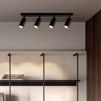Brilagi - LED RGBW dimbare spotlamp SELE DIAMANT 4xGU10/6W/230V 3000K zwart + afstandsbediening