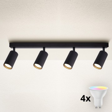 Brilagi - dimbare LED RGBW spot SELE MODERN 4x GU10/6W/230V 3000K zwart + afstandsbediening