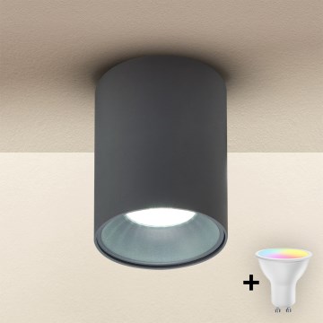Brilagi - Dimbare LED RGBW-spot TRINE 1xGU10/4,8W/230V 3000K antraciet + afstandsbediening