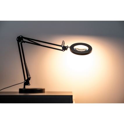 Brilagi - Dimbare LED tafellamp met een vergrootglas ​ LENS LED/12W/5V 3000/4200/6000K zwart