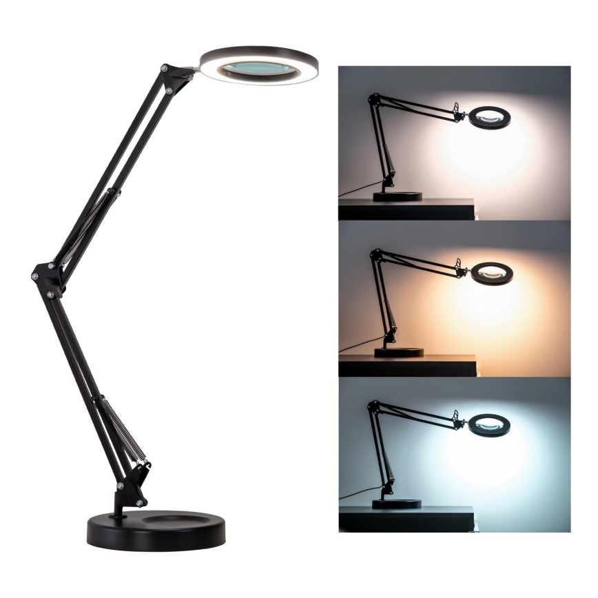 Brilagi - Dimbare LED tafellamp met een vergrootglas ​ LENS LED/12W/5V 3000/4200/6000K zwart