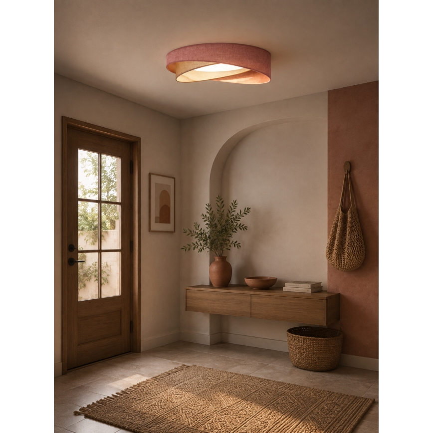 BRILAGI - LED Dimbare plafondlamp VELVET TWIST LED/36W/230V 3000-6000K Ø 65 cm Wi-Fi Tuya Beacon roze/crème + afstandsbediening