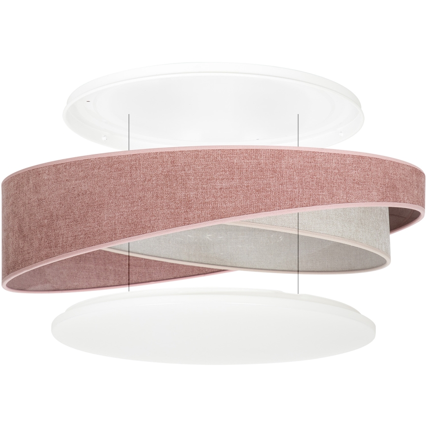 BRILAGI - LED Dimbare plafondlamp VELVET TWIST LED/36W/230V 3000-6000K Ø 65 cm Wi-Fi Tuya Beacon roze/crème + afstandsbediening
