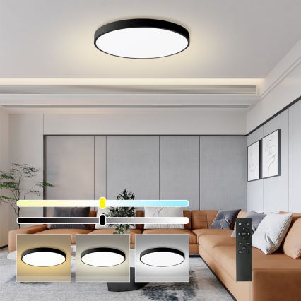 Brilagi - LED dimbare plafondlamp POOL SMART LED/100W/230V 3000-6000K Ø 80 cm Wi-Fi Tuya zwart + afstandsbediening