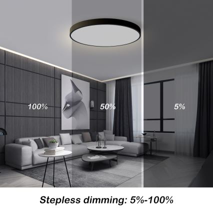 Brilagi - LED dimbare plafondlamp POOL SMART LED/100W/230V 3000-6000K Ø 80 cm Wi-Fi Tuya zwart + afstandsbediening