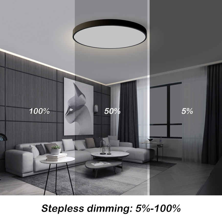 Brilagi - LED dimbare plafondlamp POOL SMART LED/100W/230V 3000-6000K Ø 80 cm Wi-Fi Tuya zwart + afstandsbediening