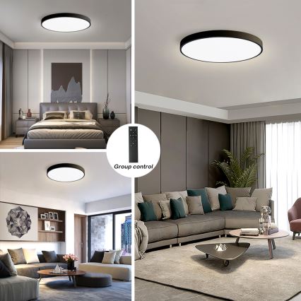 Brilagi - LED dimbare plafondlamp POOL SMART LED/100W/230V 3000-6000K Ø 80 cm Wi-Fi Tuya zwart + afstandsbediening