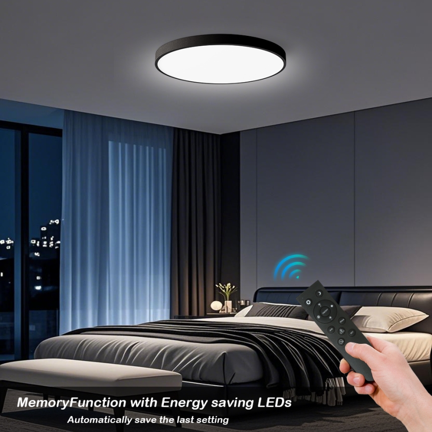 Brilagi - LED dimbare plafondlamp POOL SMART LED/100W/230V 3000-6000K Ø 80 cm Wi-Fi Tuya zwart + afstandsbediening