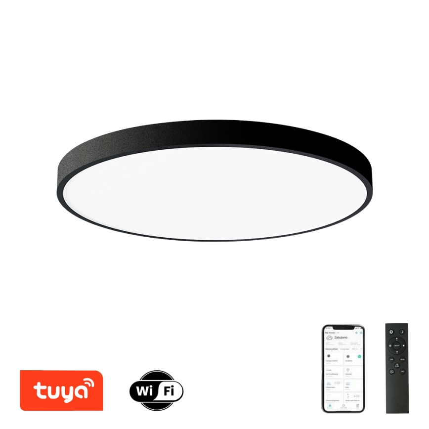 Brilagi - LED dimbare plafondlamp POOL SMART LED/100W/230V 3000-6000K Ø 80 cm Wi-Fi Tuya zwart + afstandsbediening