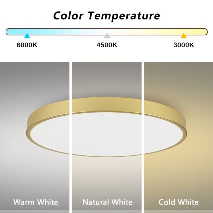 Brilagi - LED-dimbare plafondlamp POOL SMART LED/128W/230V 3000-6000K 100 cm goudkleurig Wi-Fi Tuya + afstandsbediening